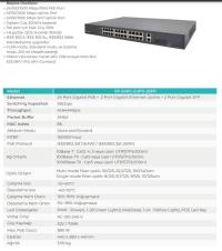 Videopark VP-24PG-2UPG-2SFP 24 PORT GBİT POE + 2 PORT GBIT UPLINK + 2 PORT SFP 400W POE ANAHTARI DAHİLİ GÜÇ 24 PORT POE